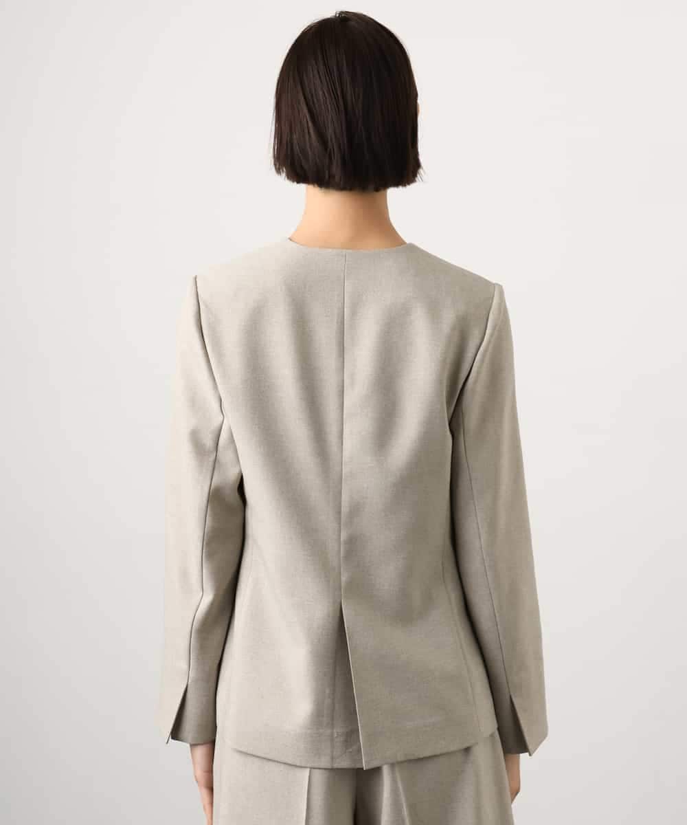 FMDGD05420 MICHEL KLEIN(ミッシェルクラン) [セットアップ対応]ツイードライク ノーカラージャケット ベージュ