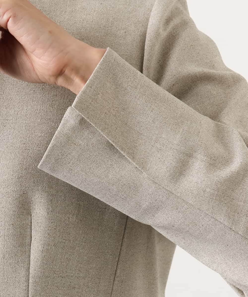 FMDGD05420 MICHEL KLEIN(ミッシェルクラン) [セットアップ対応]ツイードライク ノーカラージャケット ベージュ
