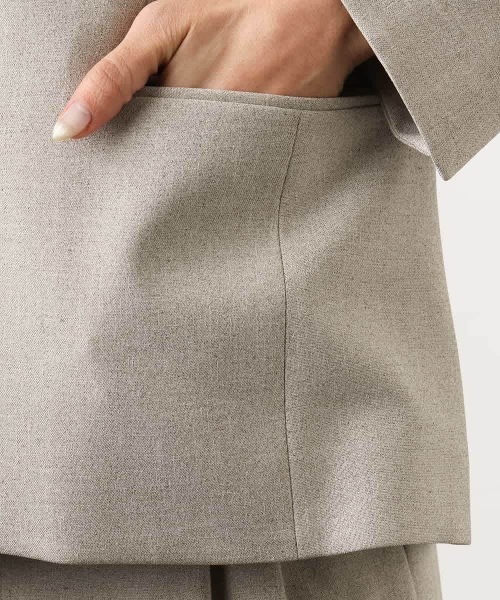 FMDGD05420 MICHEL KLEIN(ミッシェルクラン) [セットアップ対応]ツイードライク ノーカラージャケット ベージュ