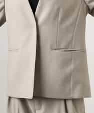 FMDGD05420 MICHEL KLEIN(ミッシェルクラン) [セットアップ対応]ツイードライク ノーカラージャケット ベージュ