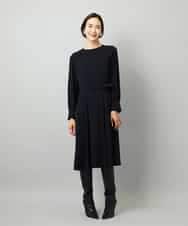 FMEAD06360 MICHEL KLEIN(ミッシェルクラン) ノーカラープリーツワンピース ネイビー