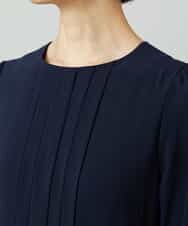 FMEAD06360 MICHEL KLEIN(ミッシェルクラン) ノーカラープリーツワンピース ネイビー