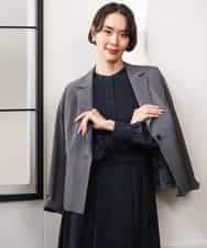 FMEAG04380 MICHEL KLEIN(ミッシェルクラン) タックフレアベルトワンピース ネイビー