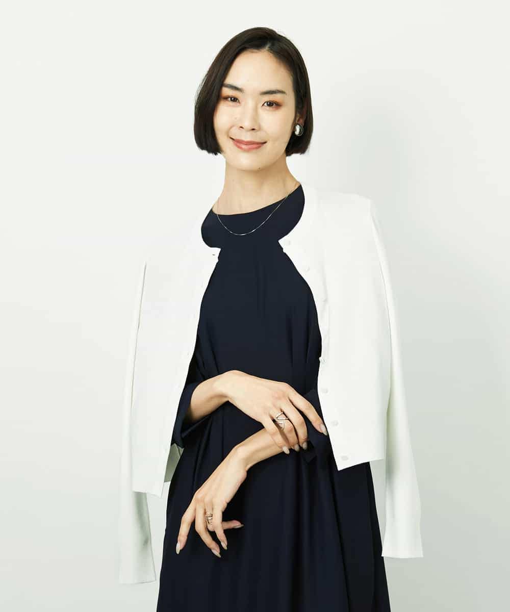FMEDD08400 MICHEL KLEIN(ミッシェルクラン) [オケージョン/セレモニー]ドレープワンピース ネイビー