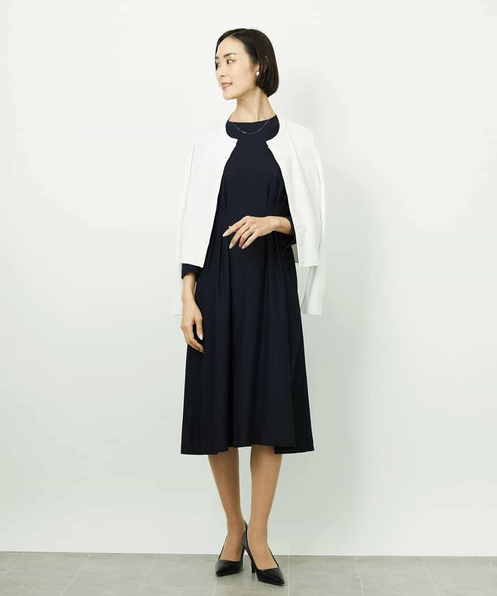 FMEDD08400 MICHEL KLEIN(ミッシェルクラン) [オケージョン/セレモニー]ドレープワンピース ネイビー