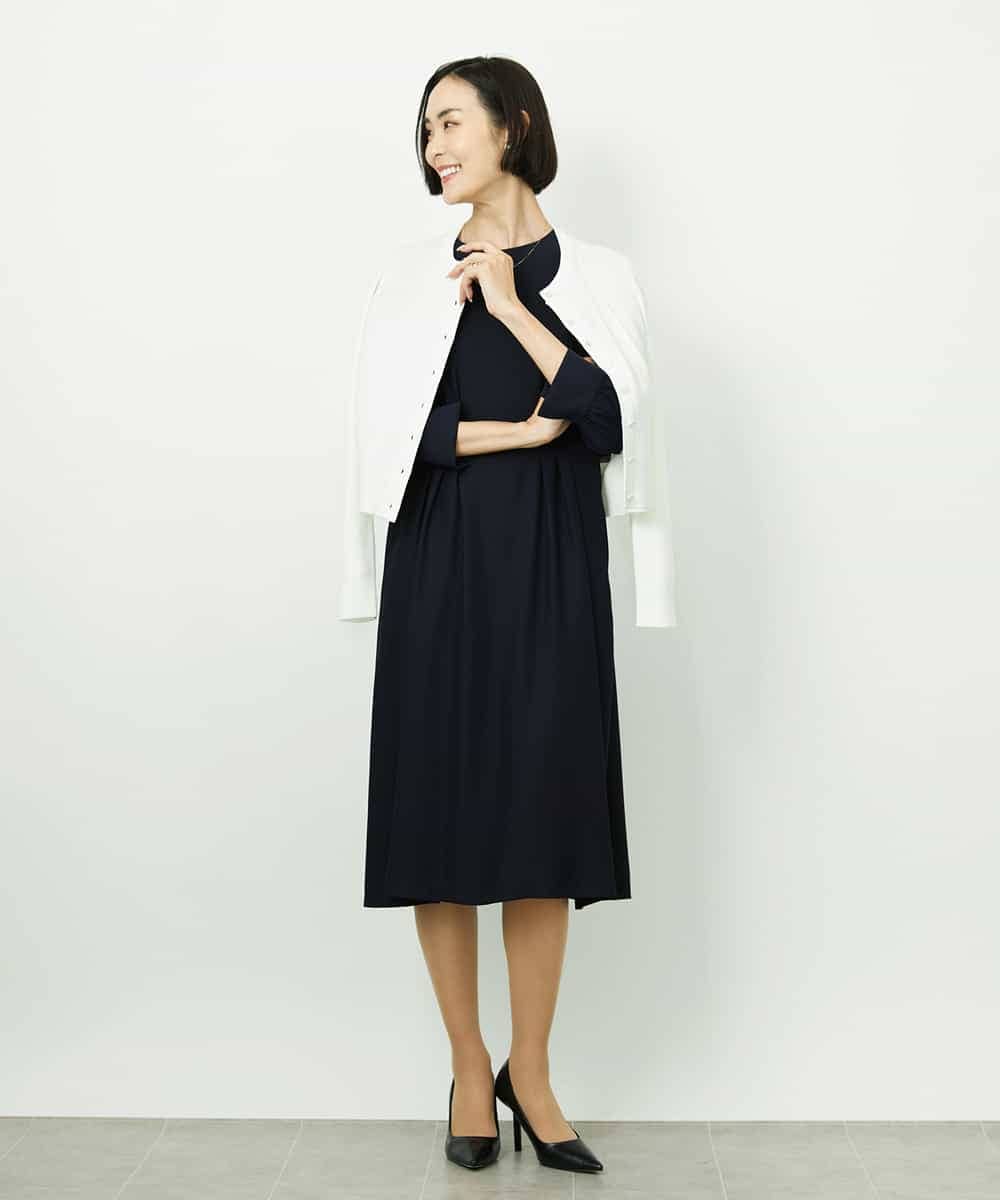 FMEDD08400 MICHEL KLEIN(ミッシェルクラン) [オケージョン/セレモニー]ドレープワンピース ネイビー