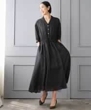 FMEJD02380 MICHEL KLEIN(ミッシェルクラン) デニムライクシャツワンピース ネイビー