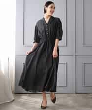 FMEJD02380 MICHEL KLEIN(ミッシェルクラン) デニムライクシャツワンピース ネイビー