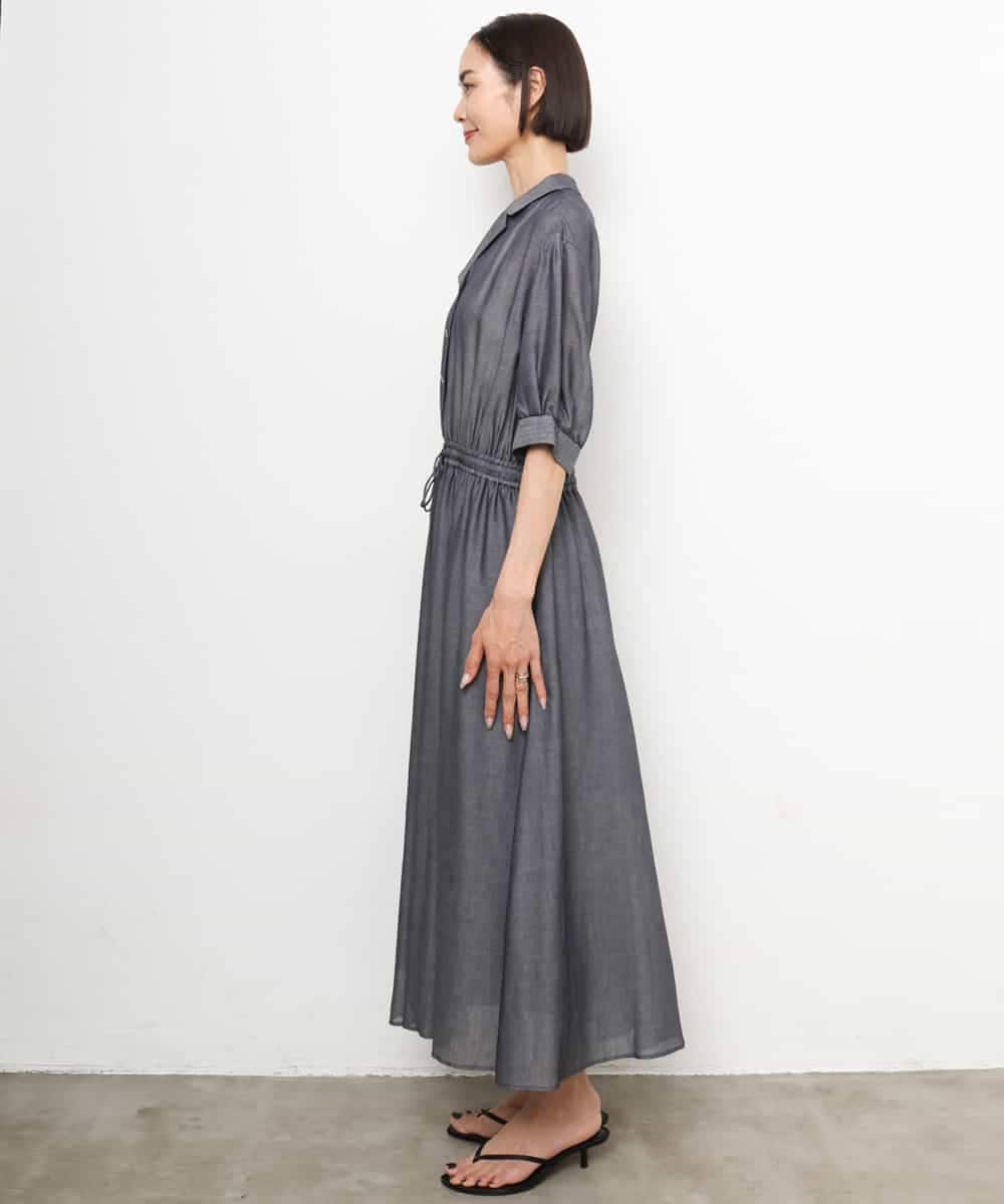FMEJD02380 MICHEL KLEIN(ミッシェルクラン) デニムライクシャツワンピース ネイビー