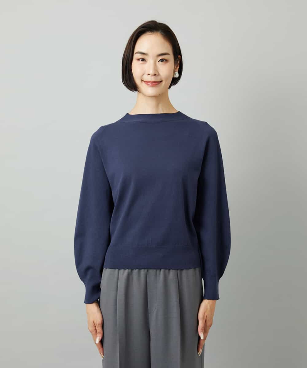 FMFAD15190 MICHEL KLEIN(ミッシェルクラン) ホールガーメント(R)ボトルネックニット ネイビー