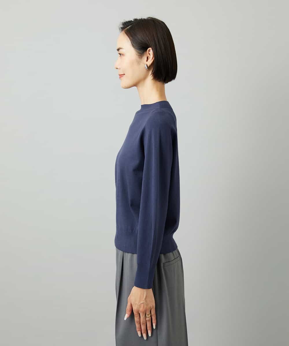 FMFAD15190 MICHEL KLEIN(ミッシェルクラン) ホールガーメント(R)ボトルネックニット ネイビー