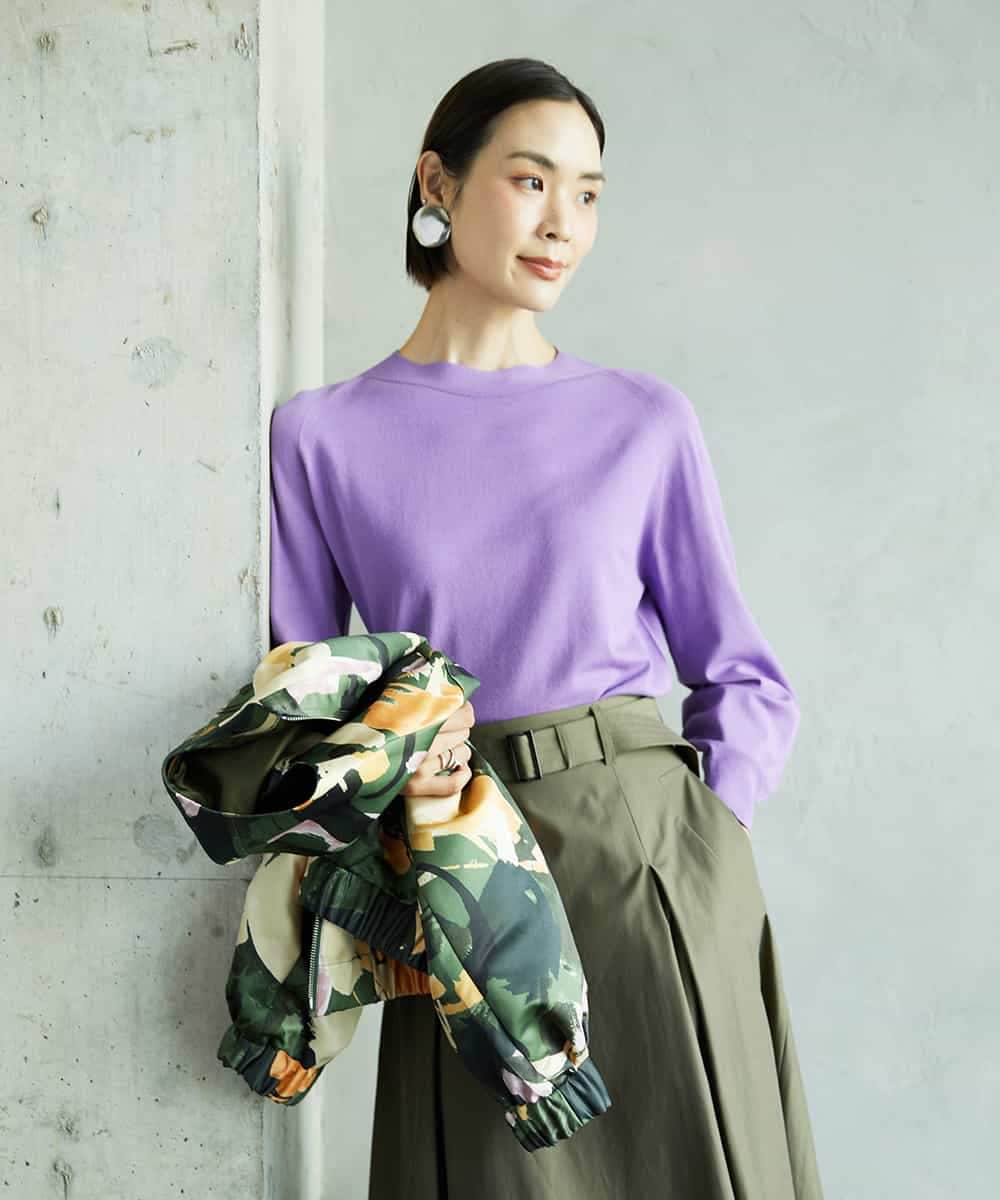 FMFAD15190 MICHEL KLEIN(ミッシェルクラン) ホールガーメント(R)ボトルネックニット パープル