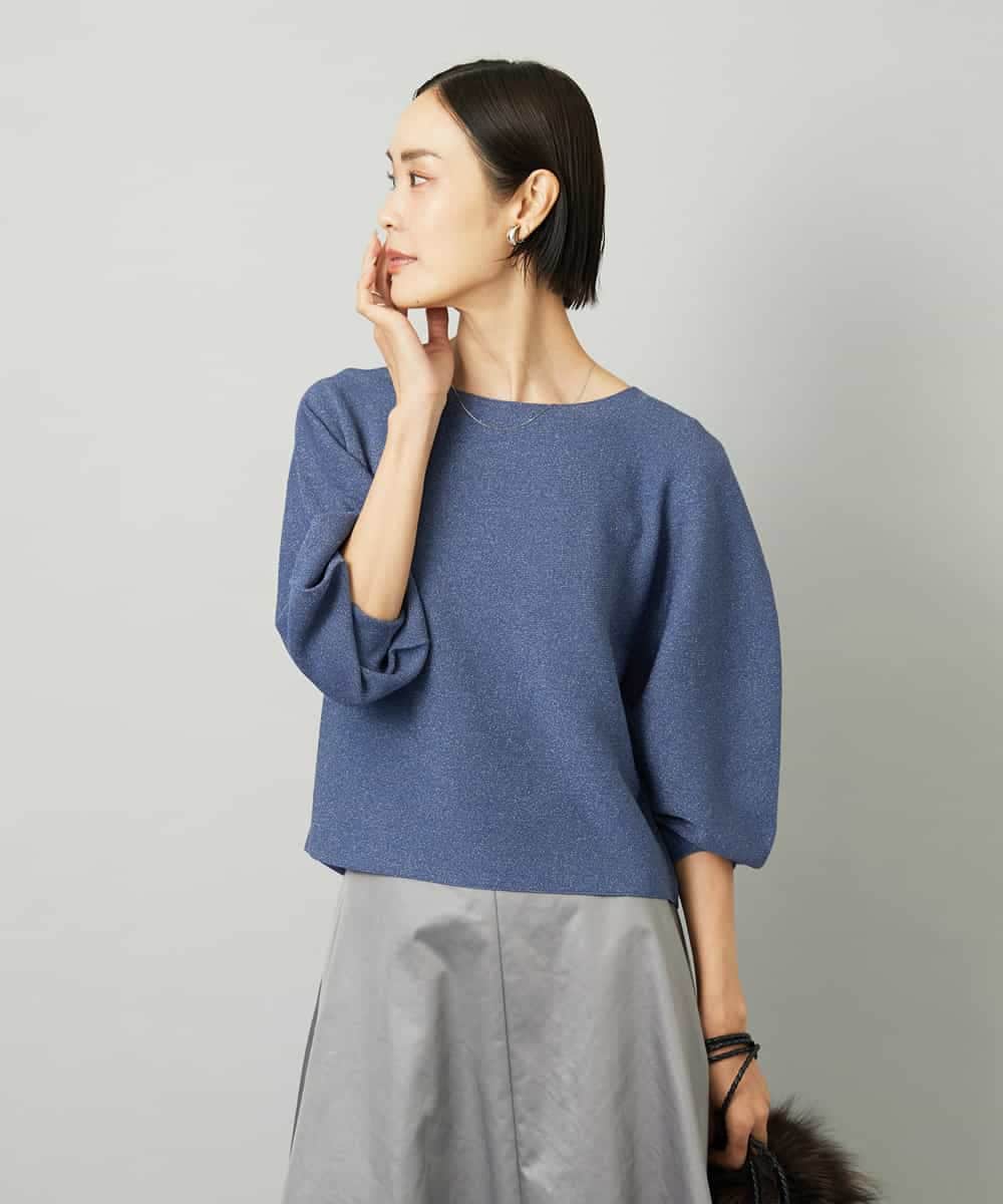 FMFAD18220 MICHEL KLEIN(ミッシェルクラン) ホールガーメント(R)ラメニット ブルー