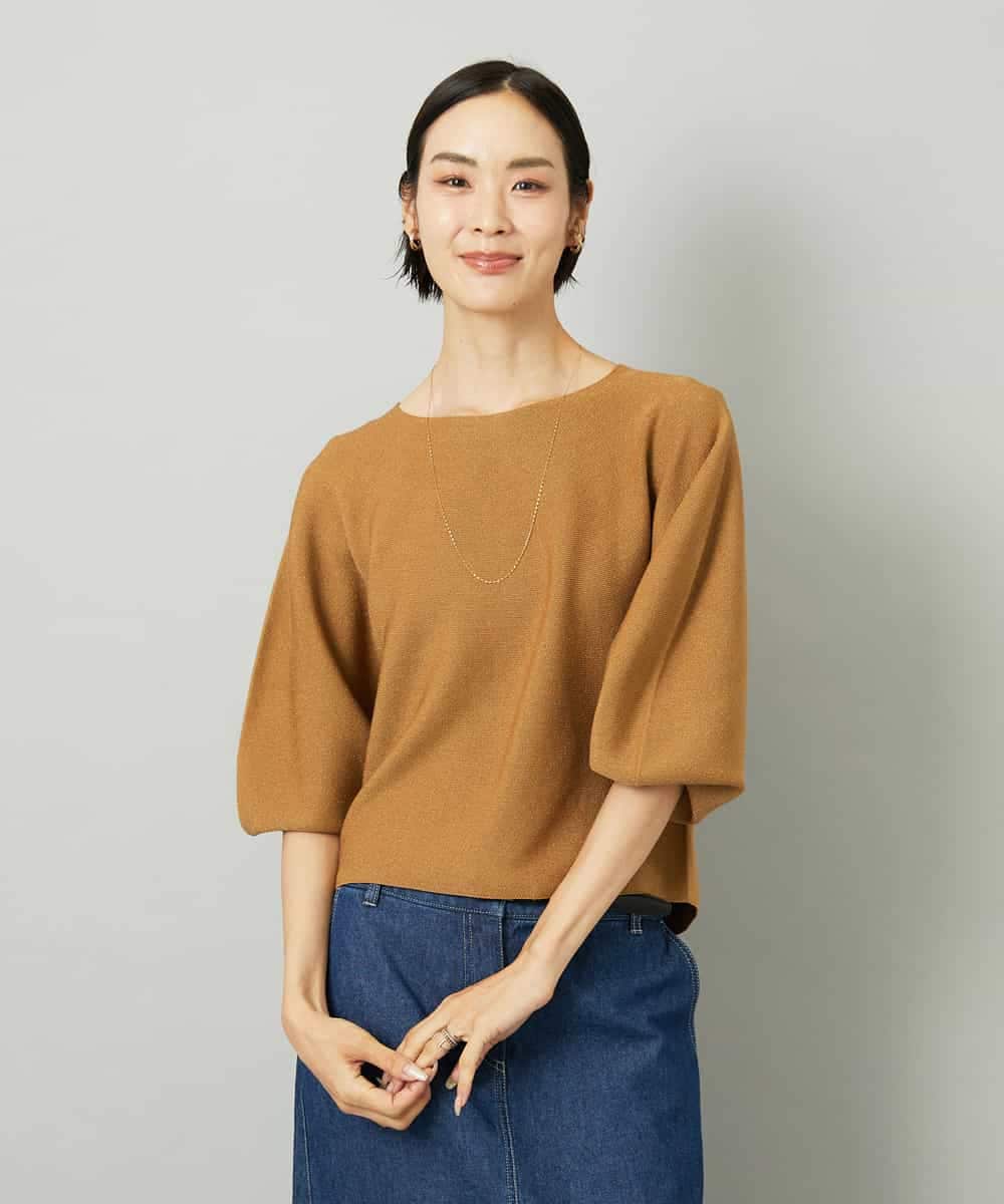 FMFAD18220 MICHEL KLEIN(ミッシェルクラン) ホールガーメント(R)ラメニット キャメル