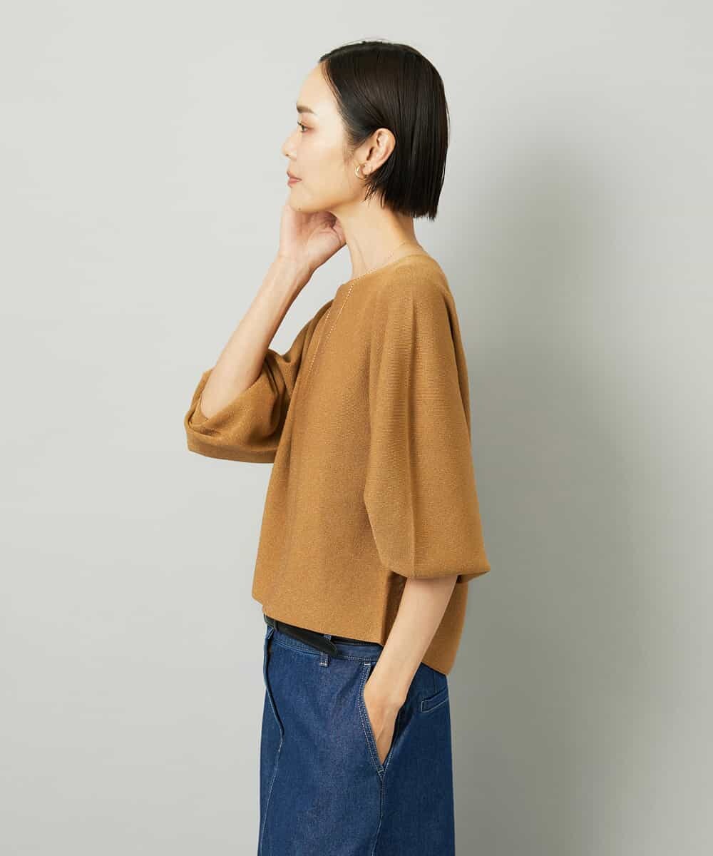 FMFAD18220 MICHEL KLEIN(ミッシェルクラン) ホールガーメント(R)ラメニット ライトグレー