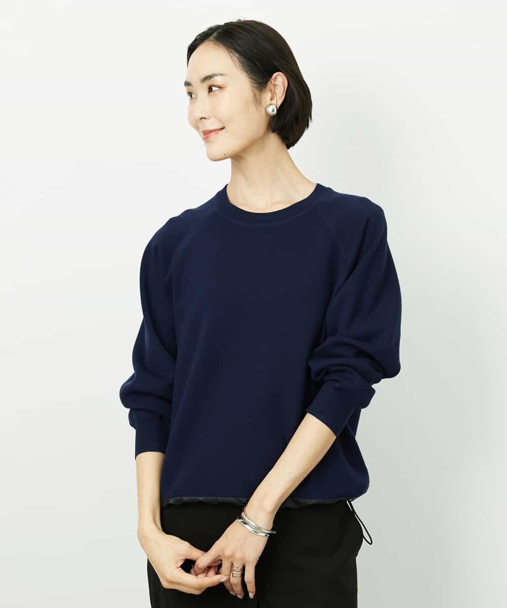 FMFDD02210 MICHEL KLEIN(ミッシェルクラン) ドロストラグランニットプルオーバー ネイビー