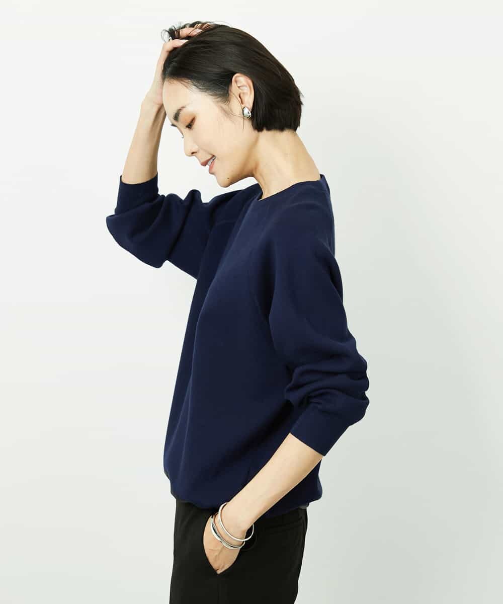 FMFDD02210 MICHEL KLEIN(ミッシェルクラン) ドロストラグランニットプルオーバー ネイビー
