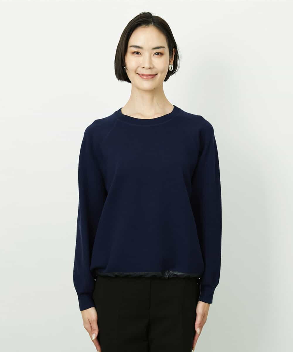FMFDD02210 MICHEL KLEIN(ミッシェルクラン) ドロストラグランニットプルオーバー ネイビー