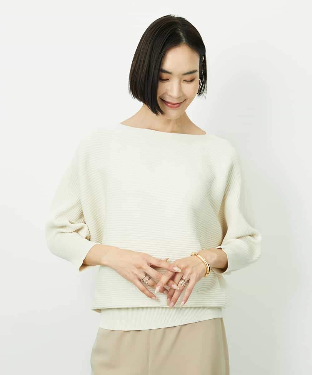 FMFDD17190 MICHEL KLEIN(ミッシェルクラン) ［定番人気］ホールガーメント(R)ドルマンスリーブニット アイボリー