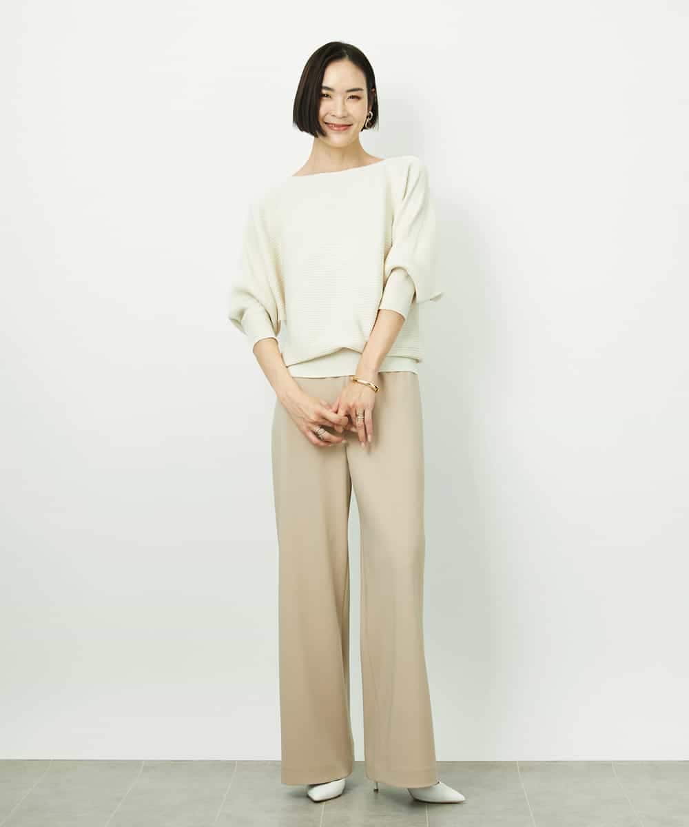 FMFDD17190 MICHEL KLEIN(ミッシェルクラン) ［定番人気］ホールガーメント(R)ドルマンスリーブニット アイボリー