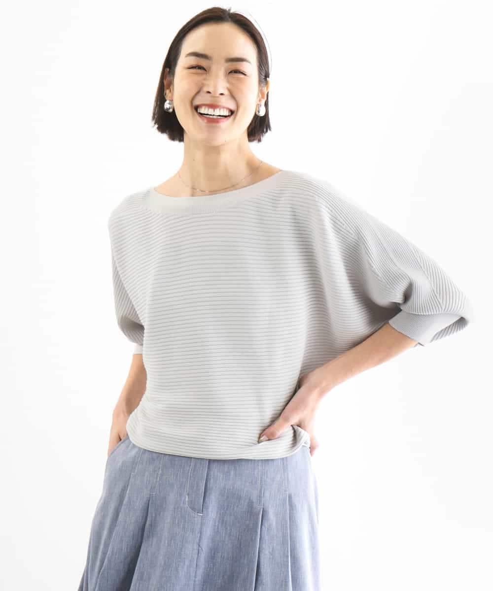 FMFDD17190 MICHEL KLEIN(ミッシェルクラン) ［定番人気］ホールガーメント(R)ドルマンスリーブニット ライトグレー