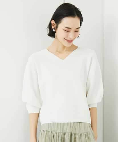 FMFFA23190 MICHEL KLEIN ホールガーメント(R)Vネックボリュームスリーブニット
