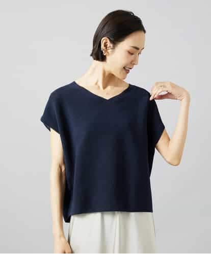 FMFGD02190 MICHEL KLEIN ホールガーメント(R)Vネックラメニット