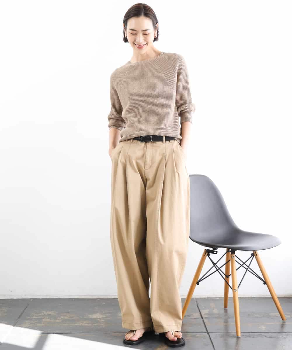 FMFGD04230 MICHEL KLEIN(ミッシェルクラン) ホールガーメント(R)ラグランラメニット ベージュ