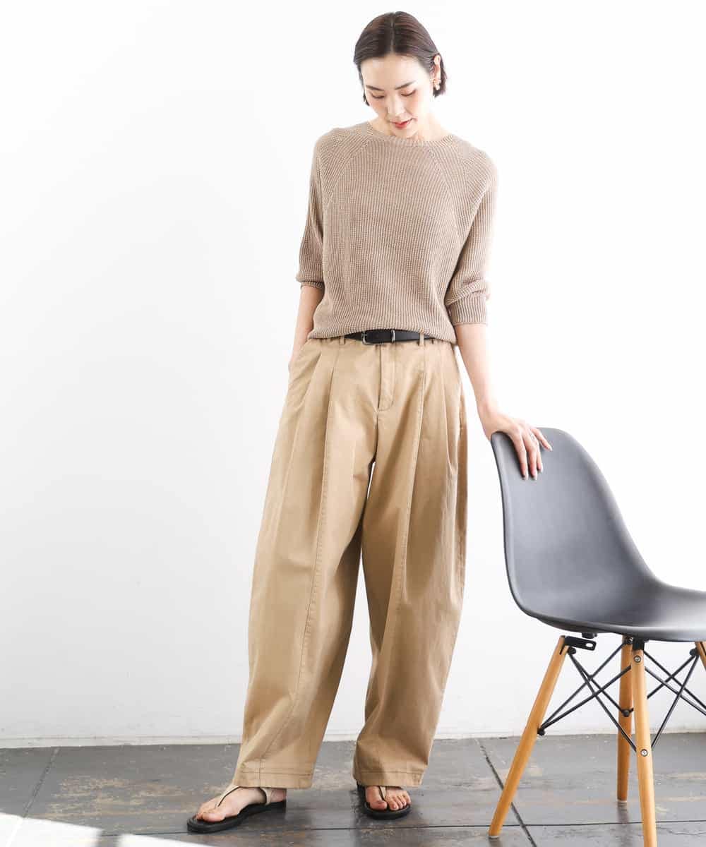 FMFGD04230 MICHEL KLEIN(ミッシェルクラン) ホールガーメント(R)ラグランラメニット ベージュ