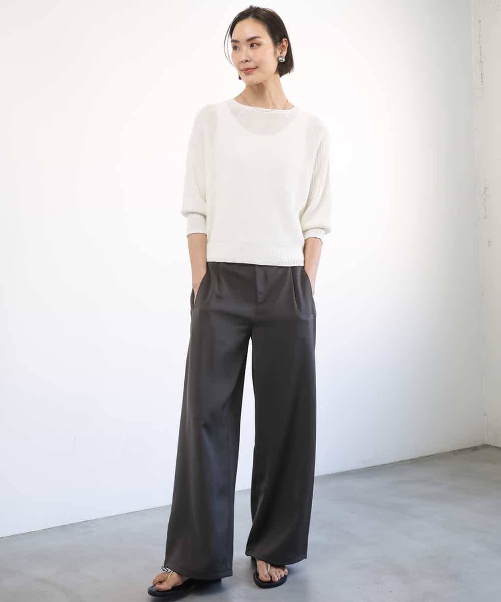 FMFGD04230 MICHEL KLEIN(ミッシェルクラン) ホールガーメント(R)ラグランラメニット ベージュ