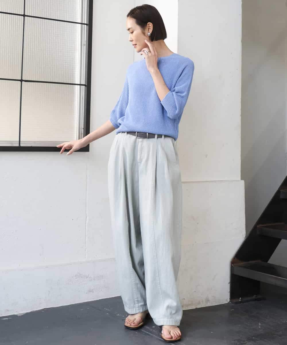 FMFGD04230 MICHEL KLEIN(ミッシェルクラン) ホールガーメント(R)ラグランラメニット ベージュ