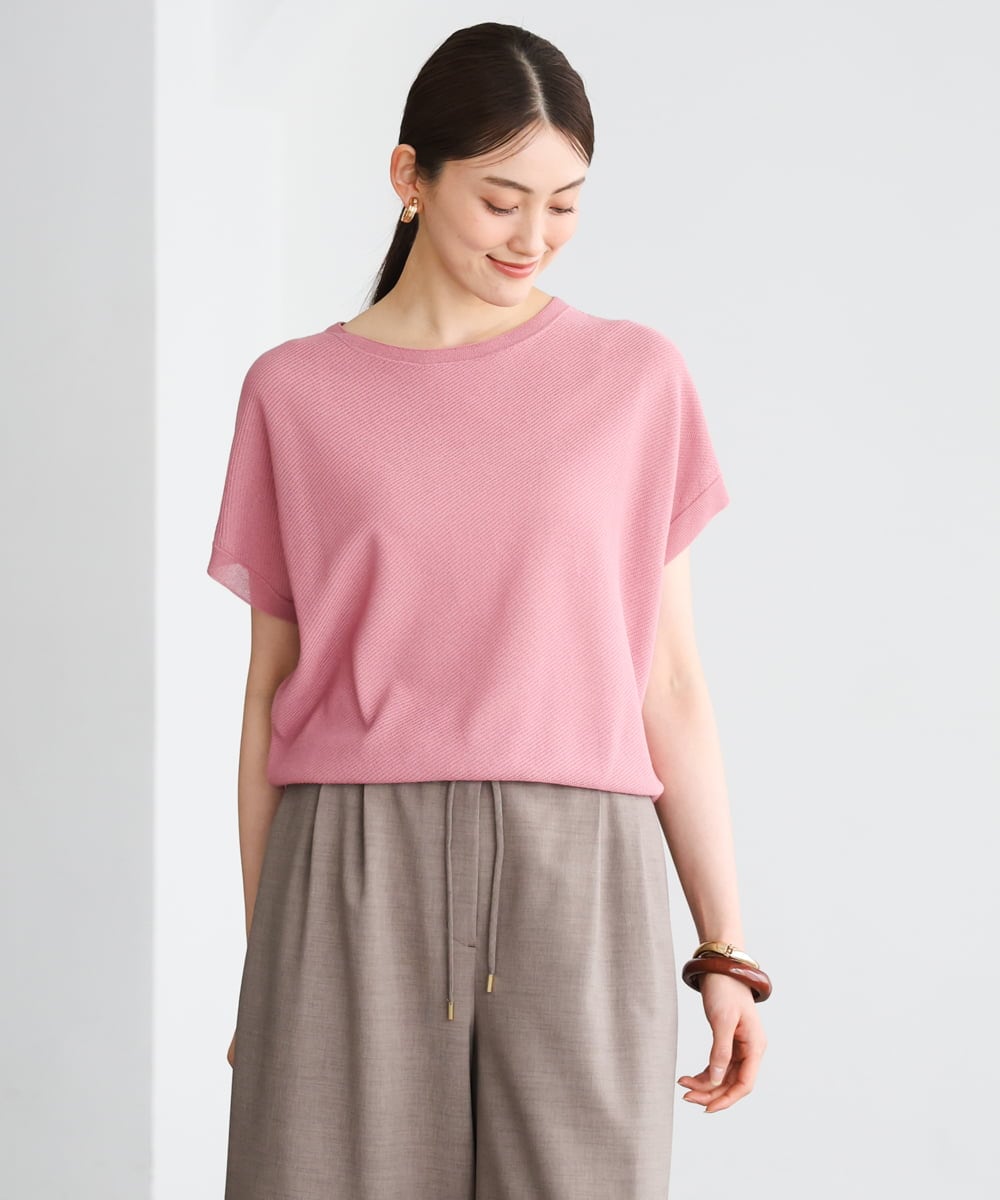 FMFGD26170 MICHEL KLEIN(ミッシェルクラン) ホールガーメント(R)フレンチスリーブニット ベージュ