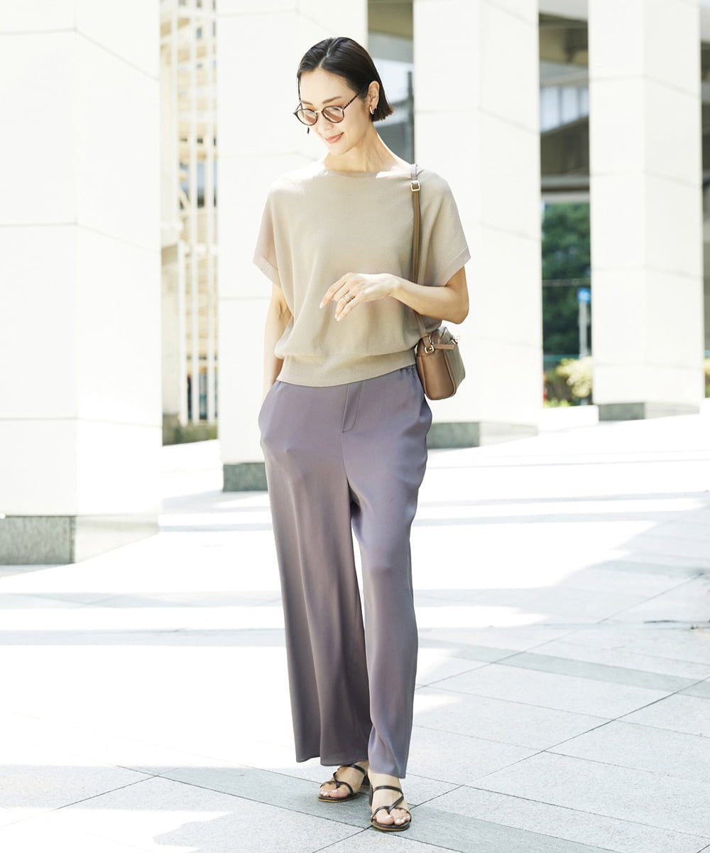 FMFHD26170 MICHEL KLEIN(ミッシェルクラン) ホールガーメント(R)フレンチスリーブニット イエロー