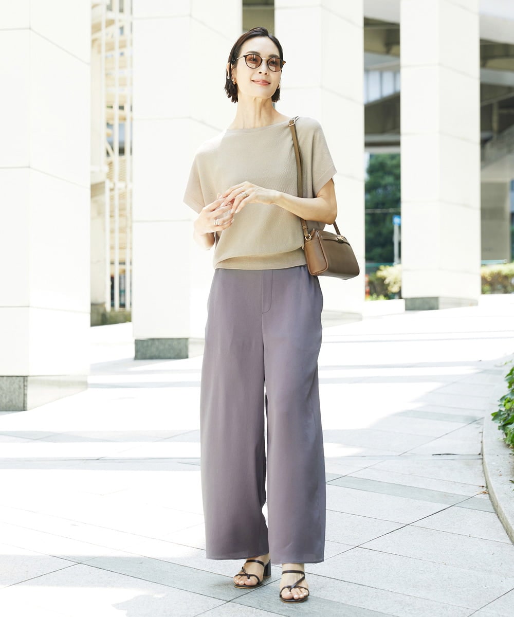 FMFHD26170 MICHEL KLEIN(ミッシェルクラン) ホールガーメント(R)フレンチスリーブニット イエロー