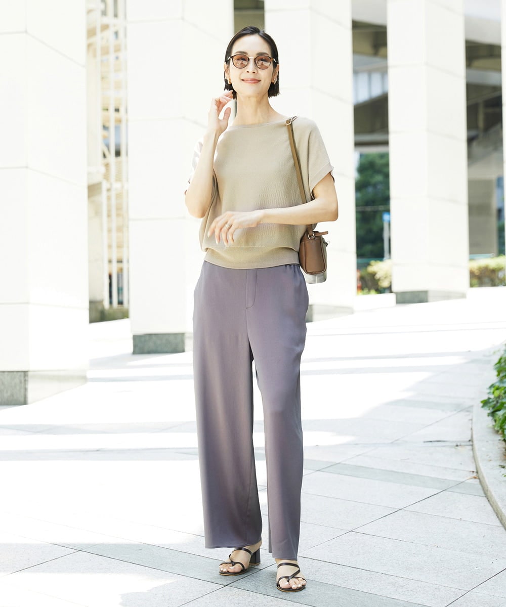 FMFHD26170 MICHEL KLEIN(ミッシェルクラン) ホールガーメント(R)フレンチスリーブニット イエロー
