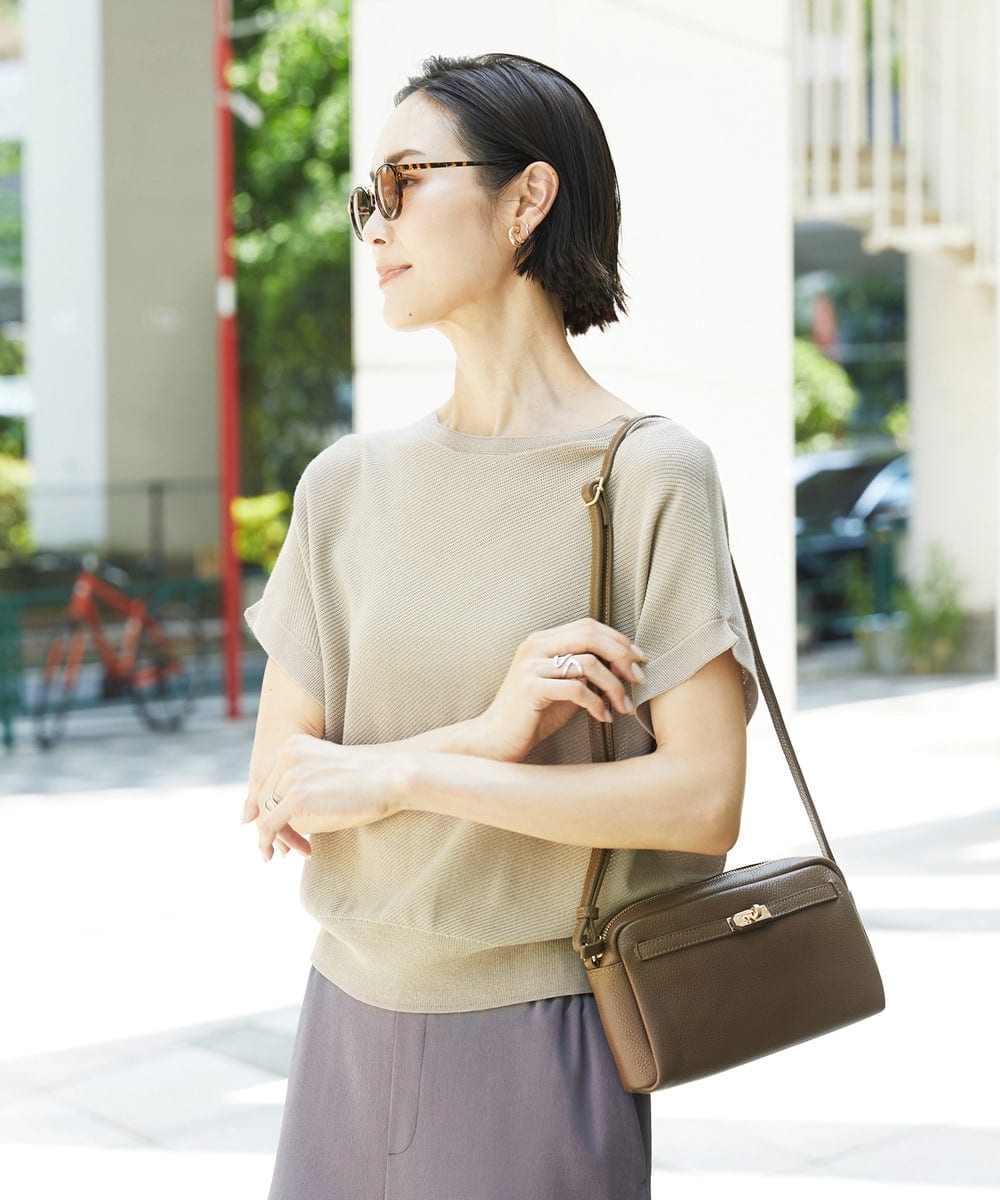 FMFHD26170 MICHEL KLEIN(ミッシェルクラン) ホールガーメント(R)フレンチスリーブニット イエロー