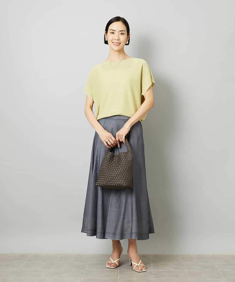 FMFHD26170 MICHEL KLEIN(ミッシェルクラン) ホールガーメント(R)フレンチスリーブニット イエロー