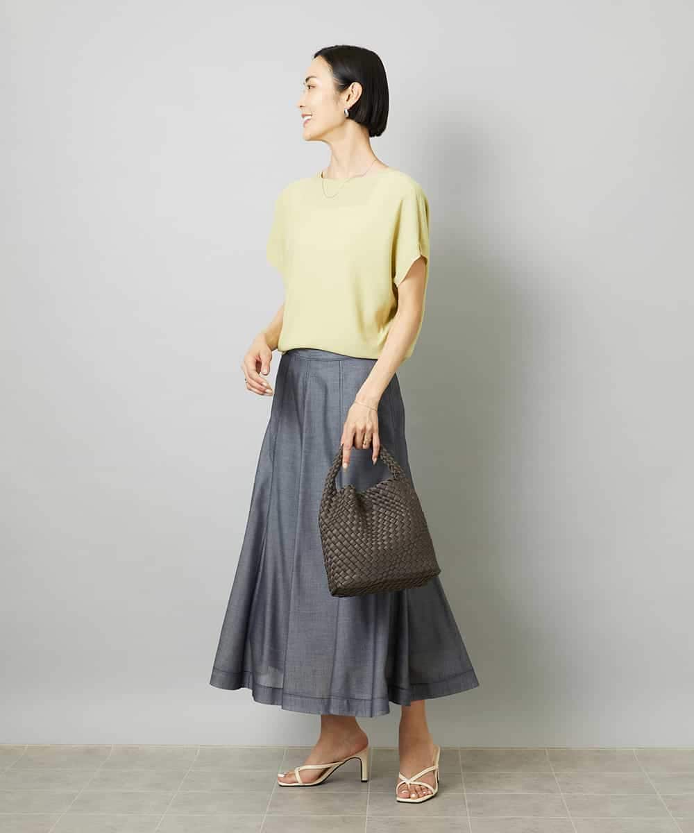 FMFHD26170 MICHEL KLEIN(ミッシェルクラン) ホールガーメント(R)フレンチスリーブニット イエロー