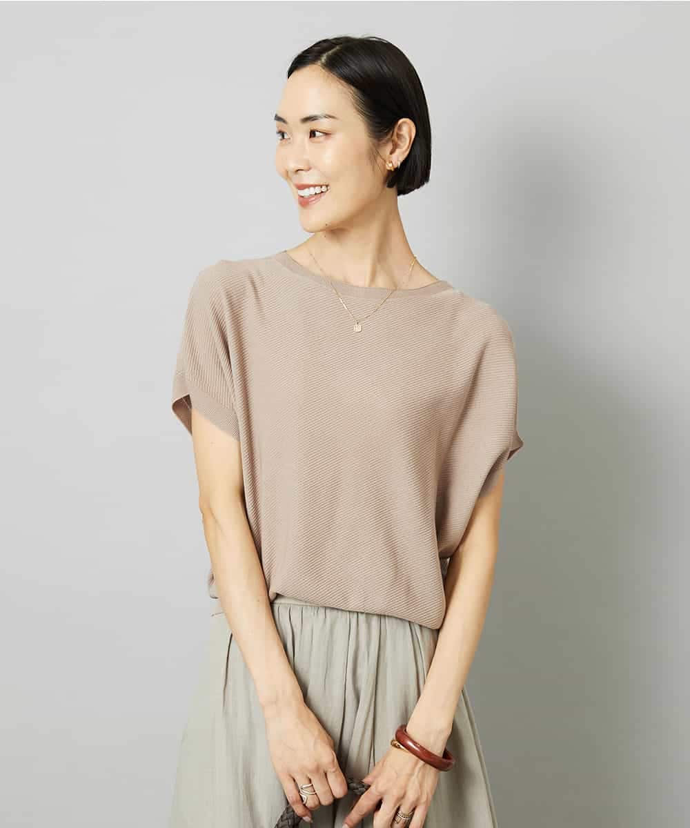 FMFHD26170 MICHEL KLEIN(ミッシェルクラン) ホールガーメント(R)フレンチスリーブニット イエロー