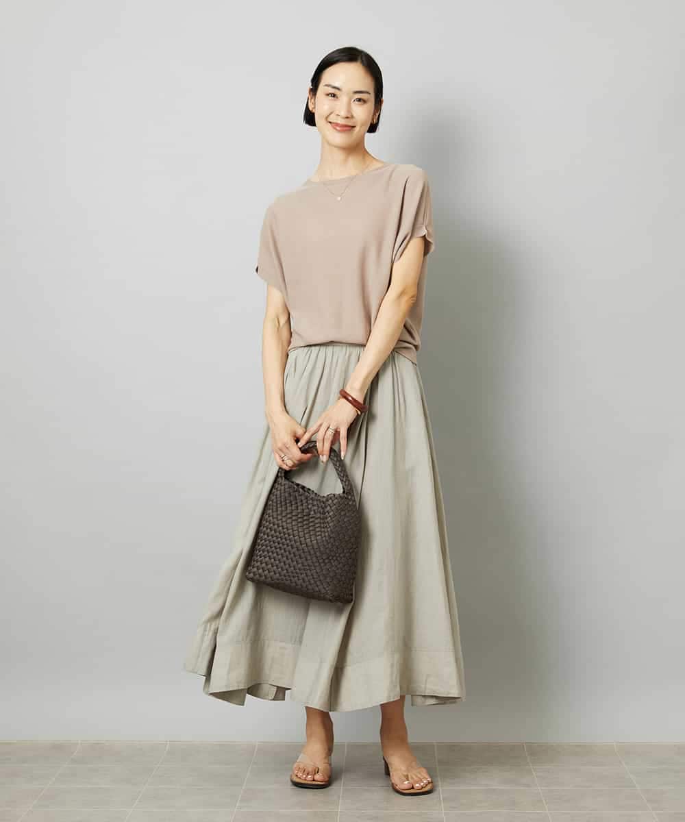 FMFHD26170 MICHEL KLEIN(ミッシェルクラン) ホールガーメント(R)フレンチスリーブニット イエロー