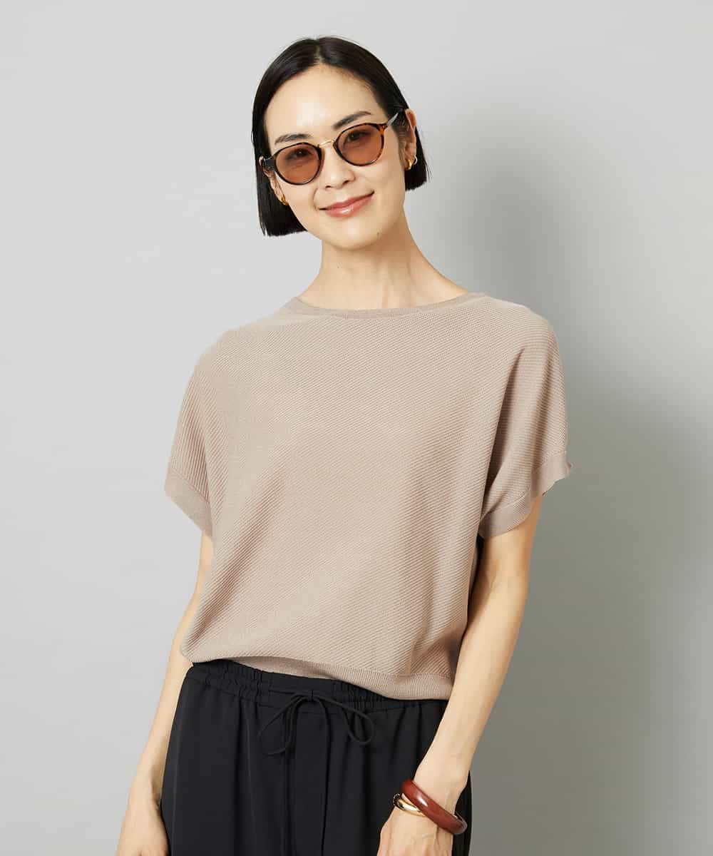 FMFHD26170 MICHEL KLEIN(ミッシェルクラン) ホールガーメント(R)フレンチスリーブニット イエロー