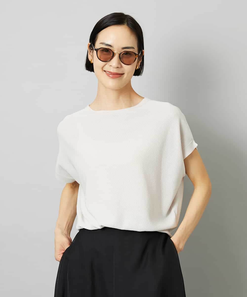 FMFHD26170 MICHEL KLEIN(ミッシェルクラン) ホールガーメント(R)フレンチスリーブニット イエロー