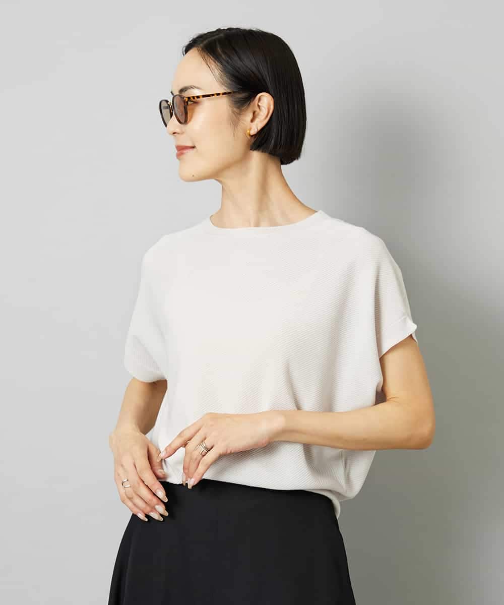 FMFHD26170 MICHEL KLEIN(ミッシェルクラン) ホールガーメント(R)フレンチスリーブニット イエロー
