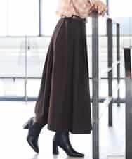 FMHAG01270 MICHEL KLEIN(ミッシェルクラン) ウーリータックフレアスカート ブラウン