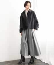 FMHAG01270 MICHEL KLEIN(ミッシェルクラン) ウーリータックフレアスカート グレー