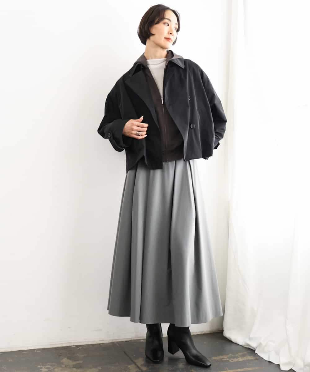 FMHAG01270 MICHEL KLEIN(ミッシェルクラン) ウーリータックフレアスカート グレー