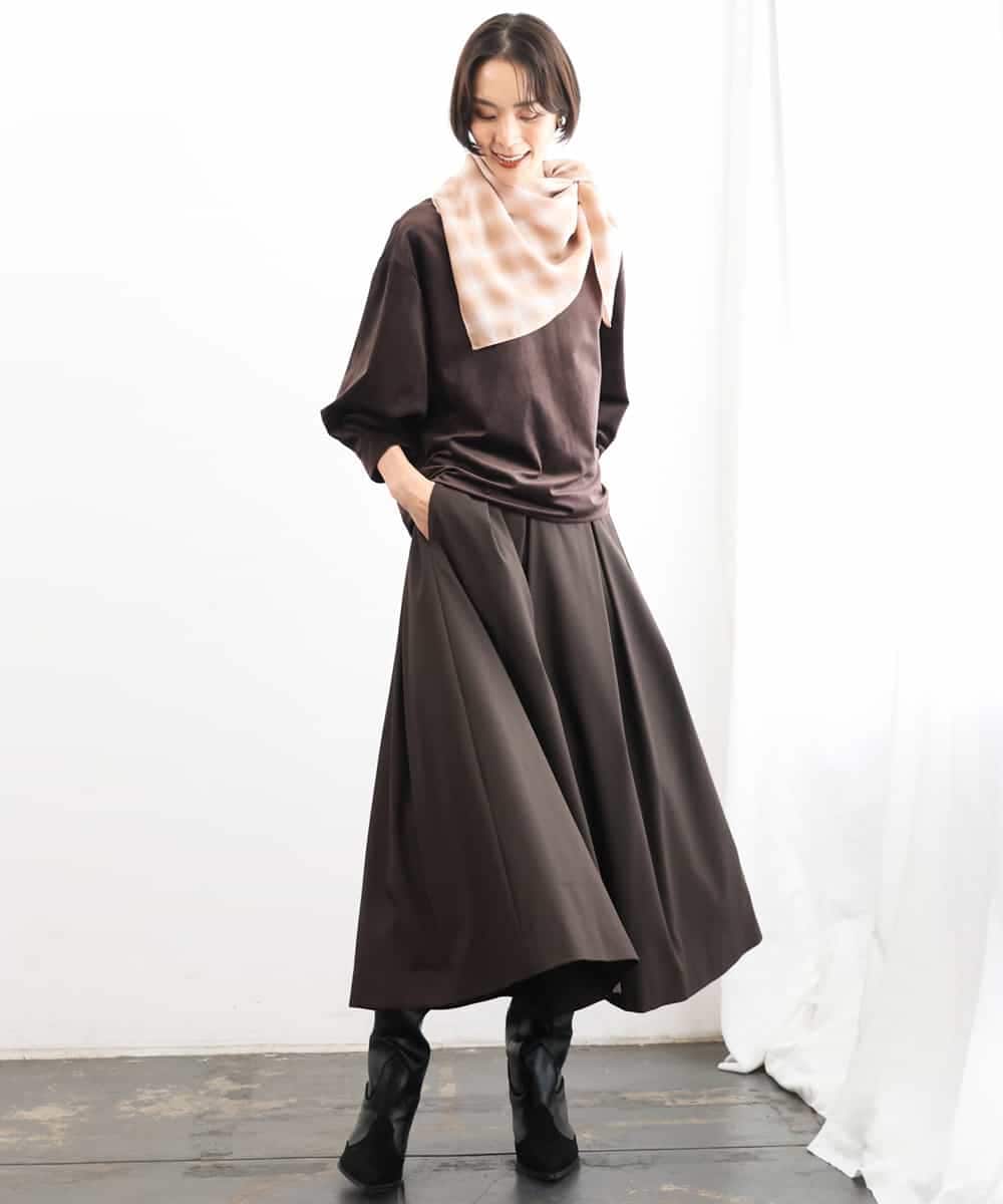 FMHAG01270 MICHEL KLEIN(ミッシェルクラン) ウーリータックフレアスカート グレー