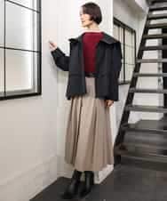 FMHAG01270 MICHEL KLEIN(ミッシェルクラン) ウーリータックフレアスカート グレー