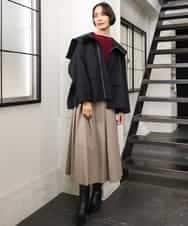 FMHAG01270 MICHEL KLEIN(ミッシェルクラン) ウーリータックフレアスカート グレー