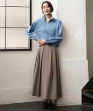 FMHAG01270 MICHEL KLEIN(ミッシェルクラン) ウーリータックフレアスカート グレー